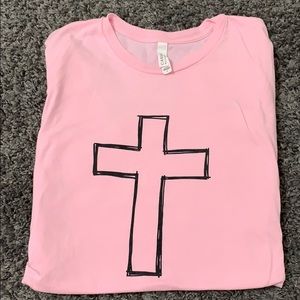 Simply pink cross t-shirt